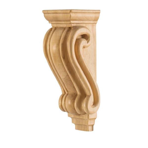 Hardware Resources 2-9/16" Wx2-7/16"Dx7"H Rubberwood Scrolled Corbel CORC-PRW - main